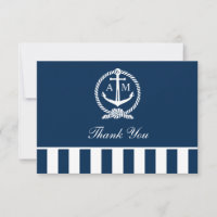 Nautical Navy Anchor Stripes Wedding Monogram