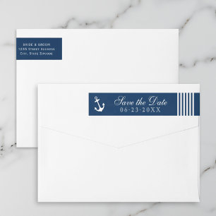 Nautical Navy Anchor Wedding Save the Date Wrap Around Label