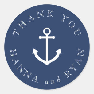 Nautical Navy Anchor Wedding Thank You Stickers