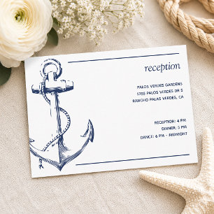 Nautical Navy Anchor White Reception Enclosure Card