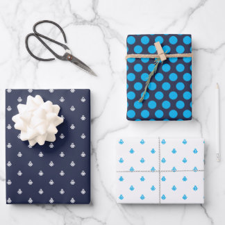 Nautical Navy and Bright Blue Wrapping Paper Sheet