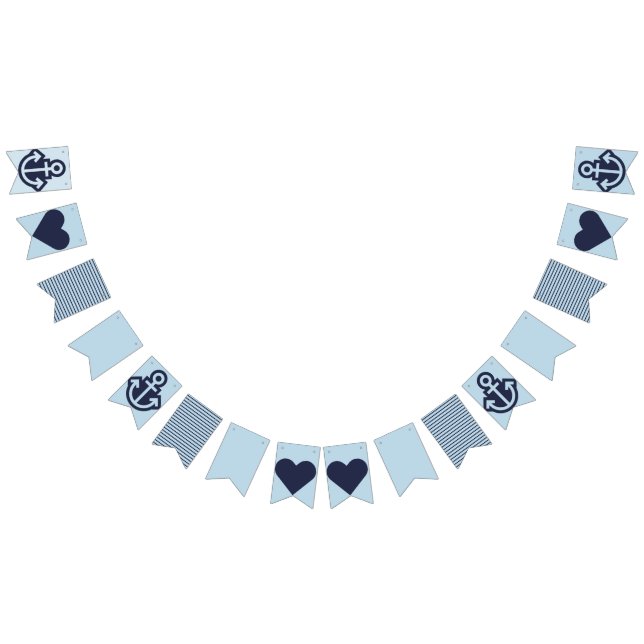 Nautical Navy and Light Blue Bunting Flags (All)