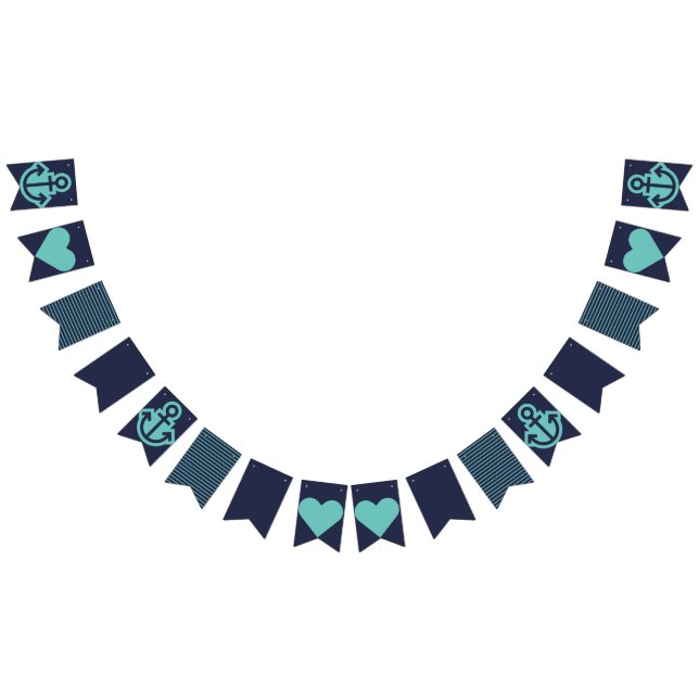 Nautical Navy and Teal Bunting Bunting Flags (All)