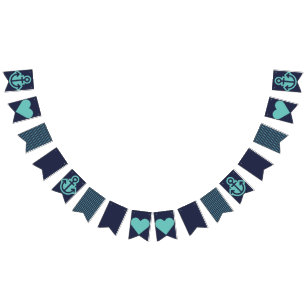 Nautical Navy and Teal Bunting Flags