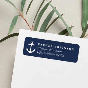 Nautical Navy and White Anchor Return Address
