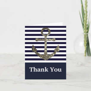Nautical Navy and White Anchor Thank You Cards