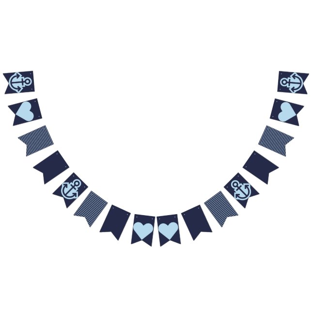 Nautical Navy and White  Bunting Bunting Flags (All)