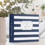 Nautical Navy and White Stripe | Wedding Planning Binder<br><div class="desc">Organize your plans for the big day in this nautical chic personalized wedding planning binder. Beautiful navy blue and white design features a wide horizontal striped background with your names and wedding date set on a notched badge element, with a small navy blue anchor at the center. Personalize the spine...</div>