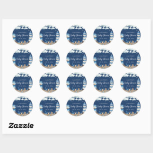 Nautical Navy Baby Shower Round Sticker