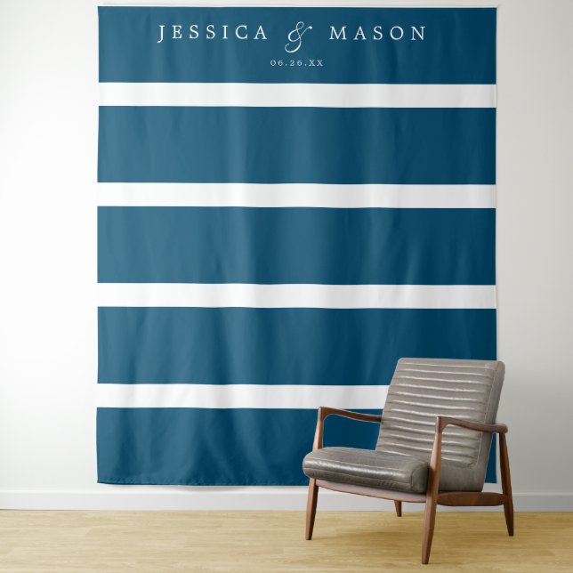 Nautical Navy Backdrop Photo Booth Tapestry (In Situ)