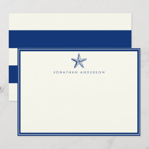 Nautical Navy Beach Starfish Note Card