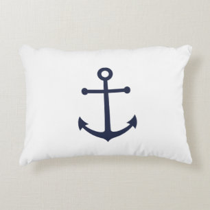 Nautical Navy Blue Anchor Accent Pillow