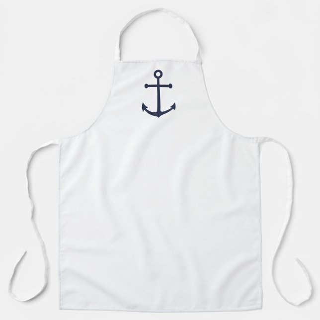 Nautical Navy Blue Anchor Apron (Front)