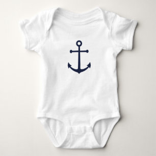 Nautical Navy Blue Anchor Baby Bodysuit