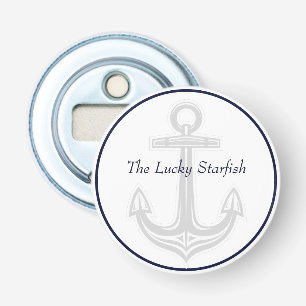Nautical Navy Blue Anchor beach house Monogram Bottle Opener