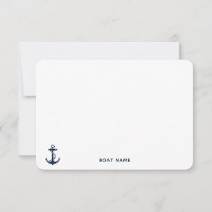 Nautical Navy Blue Anchor Boat Name Cruise Thank You Card