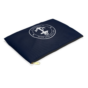 Nautical Navy Blue Anchor Boat Name Custom Accessory Pouch