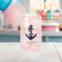 Nautical Navy Blue Anchor Boat Name Custom