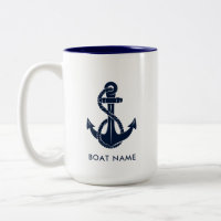 Nautical Navy Blue Anchor Boat Name Custom