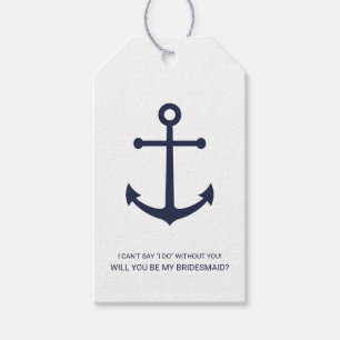 Nautical Navy Blue Anchor Bridesmaid Proposal Gift Tags