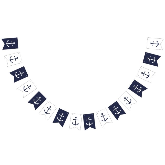 Nautical Navy Blue Anchor Bunting Flags (All)