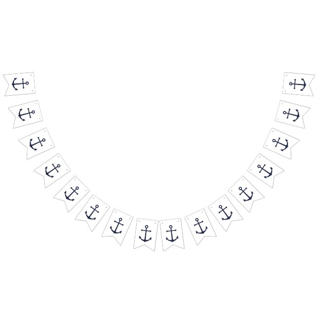 Nautical Navy Blue Anchor Bunting Flags (All)