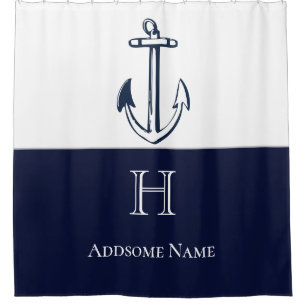 Nautical Navy Blue Anchor Coastal Monogrammed Show