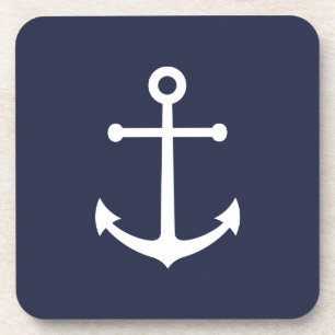 Nautical Navy Blue Anchor Coaster