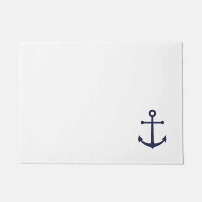 Nautical Navy Blue Anchor Doormat (Front)