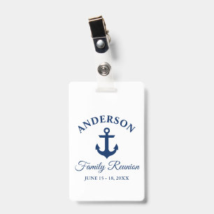 Nautical Navy Blue Anchor Family Reunion Clip Badge