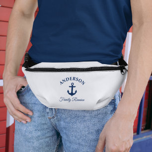 Nautical Navy Blue Anchor Family Reunion Fanny Pack