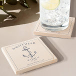 Nautical Navy Blue Anchor Family Stone Coaster<br><div class="desc">Elevate your dining experience with our Stone Coaster with Seaside Design adorned with a Nautical Anchor and Monogram. It's time to anchor your beverages in style.</div>