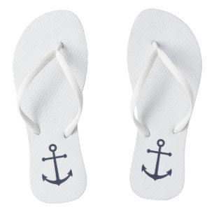 Nautical Navy Blue Anchor Flip Flops