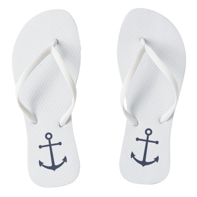 Nautical Navy Blue Anchor Flip Flops (Footbed)