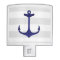 Nautical Navy Blue Anchor Grey White Stripes