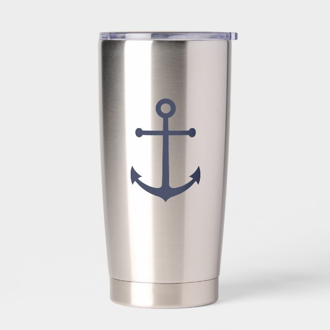 Nautical Navy Blue Anchor Insulated Tumbler (Left)