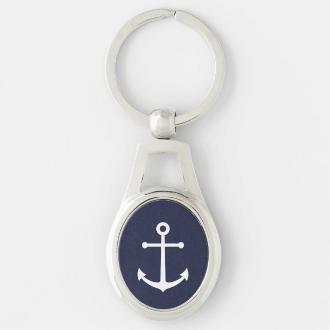 Nautical Navy Blue Anchor Keychain (Front)