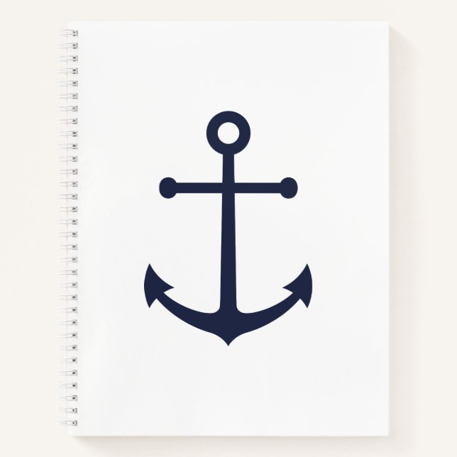 Nautical Navy Blue Anchor Notebook (Front)
