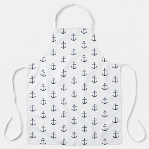 Nautical Navy Blue Anchor Pattern Apron