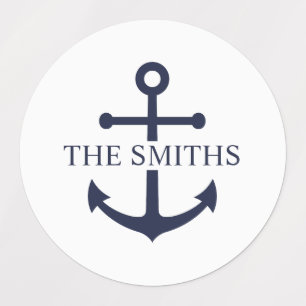 Nautical Navy Blue Anchor Personalized Family Name
