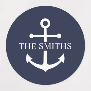 Nautical Navy Blue Anchor Personalized Family Name