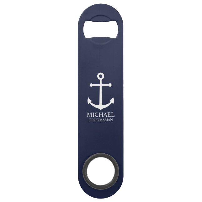 Nautical Navy Blue Anchor Personalized Groomsmen (Devant)