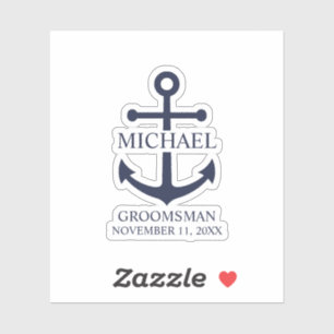Nautical Navy Blue Anchor Personalized Groomsmen