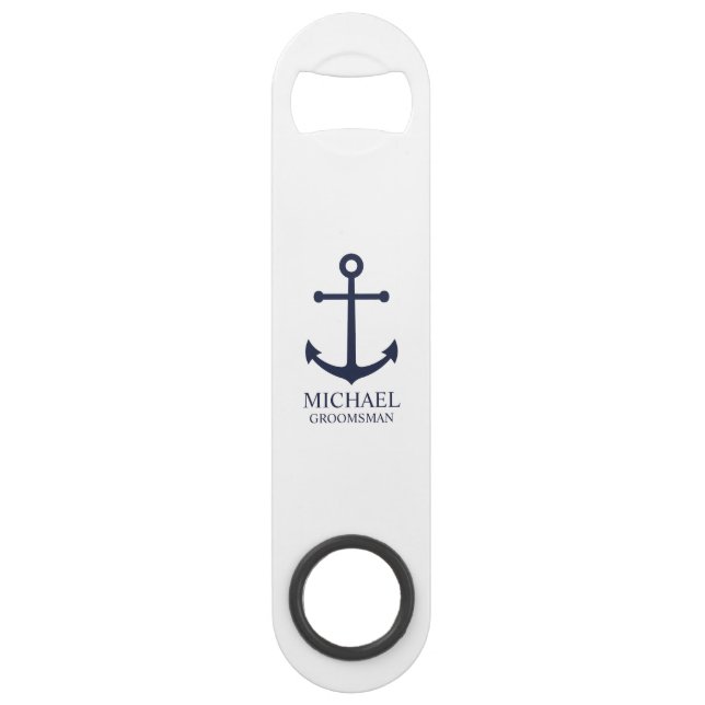 Nautical Navy Blue Anchor Personalized Groomsmen (Devant)