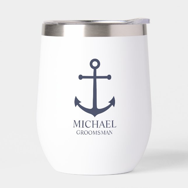Nautical Navy Blue Anchor Personalized Groomsmen (Left)