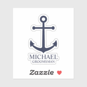 Nautical Navy Blue Anchor Personalized Groomsmen