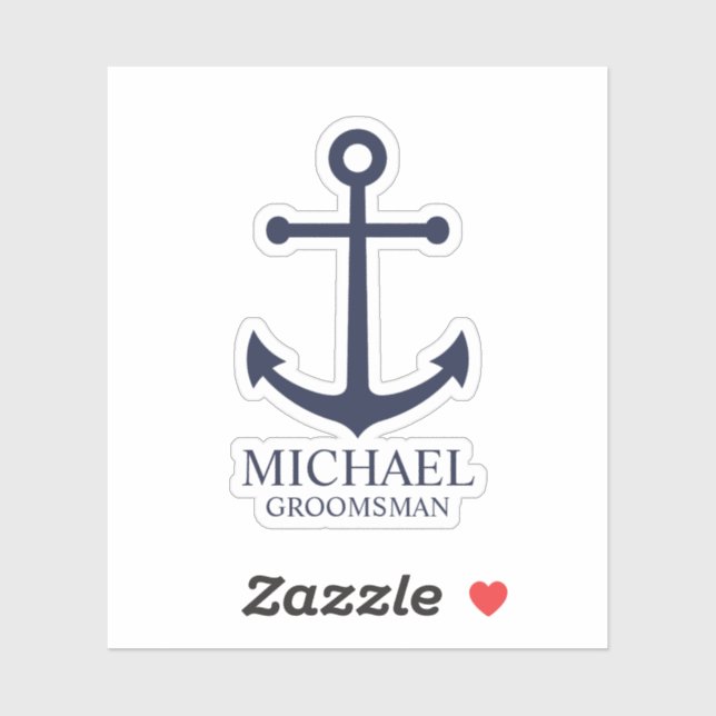 Nautical Navy Blue Anchor Personalized Groomsmen (Sheet)