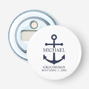 Nautical Navy Blue Anchor Personalized Groomsmen Bottle Opener