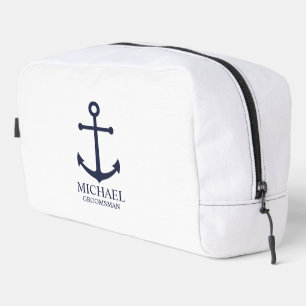 Nautical Navy Blue Anchor Personalized Groomsmen Dopp Kit