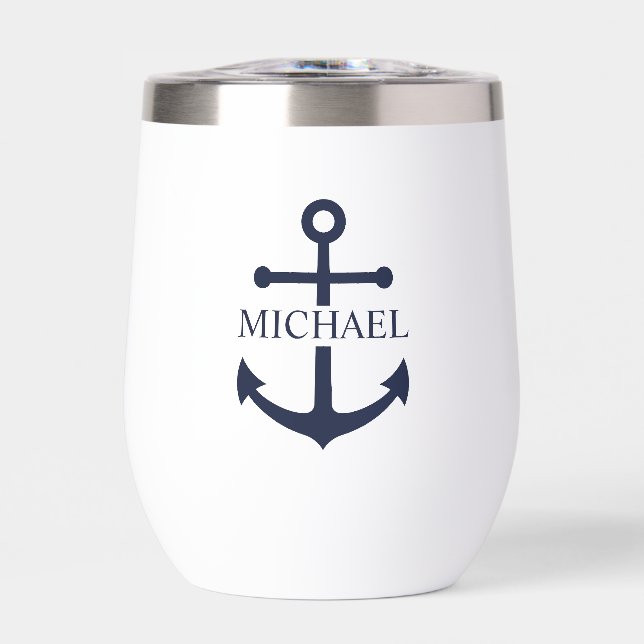 Nautical Navy Blue Anchor Personalized Name (Front)